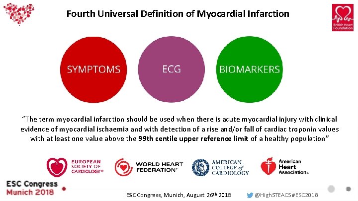 Fourth Universal Definition of Myocardial Infarction “The term myocardial infarction should be used when Fourth Universal Definition of Myocardial Infarction “The term myocardial infarction should be used when