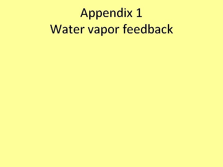 Appendix 1 Water vapor feedback 
