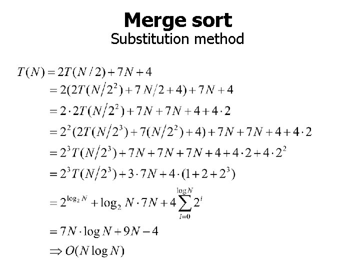 Merge sort Substitution method 