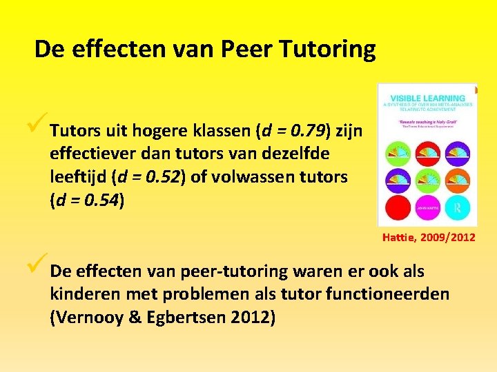 De effecten van Peer Tutoring üTutors uit hogere klassen (d = 0. 79) zijn