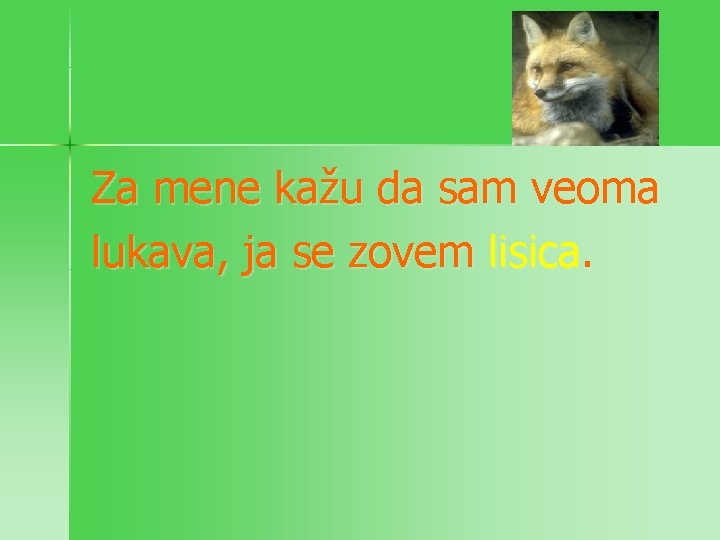 Za mene kažu da sam veoma lukava, ja se zovem lisica. 