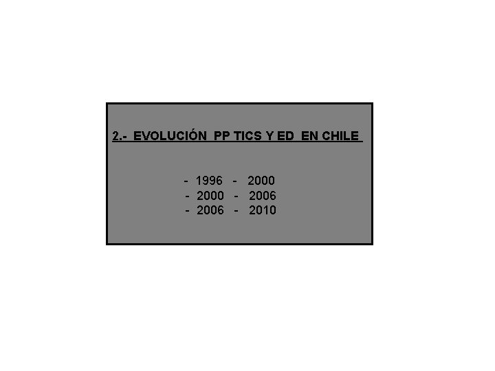 2. - EVOLUCIÓN PP TICS Y ED EN CHILE - 1996 - 2000 -