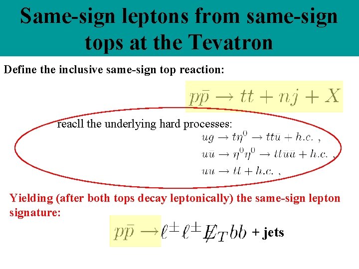 Same-sign leptons from same-sign tops at the Tevatron Define the inclusive same-sign top reaction:
