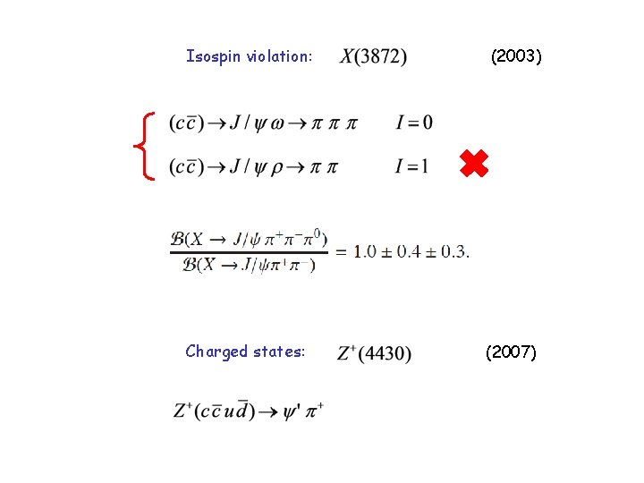 Isospin violation: Charged states: (2003) (2007) 