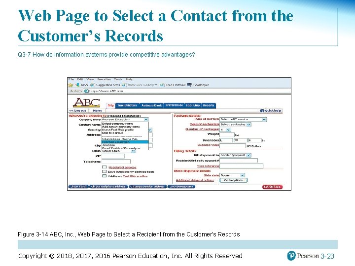 Web Page to Select a Contact from the Customer’s Records Q 3 -7 How