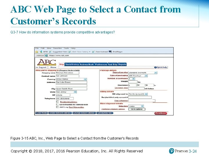 ABC Web Page to Select a Contact from Customer’s Records Q 3 -7 How