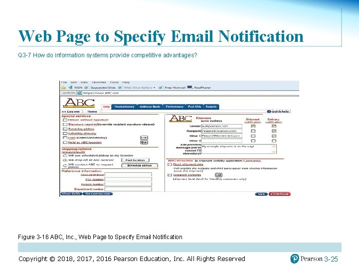 Web Page to Specify Email Notification Q 3 -7 How do information systems provide