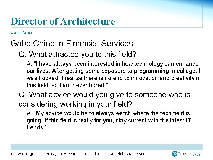 Director of Architecture Career Guide Gabe Chino in Financial Services Q. What attracted you