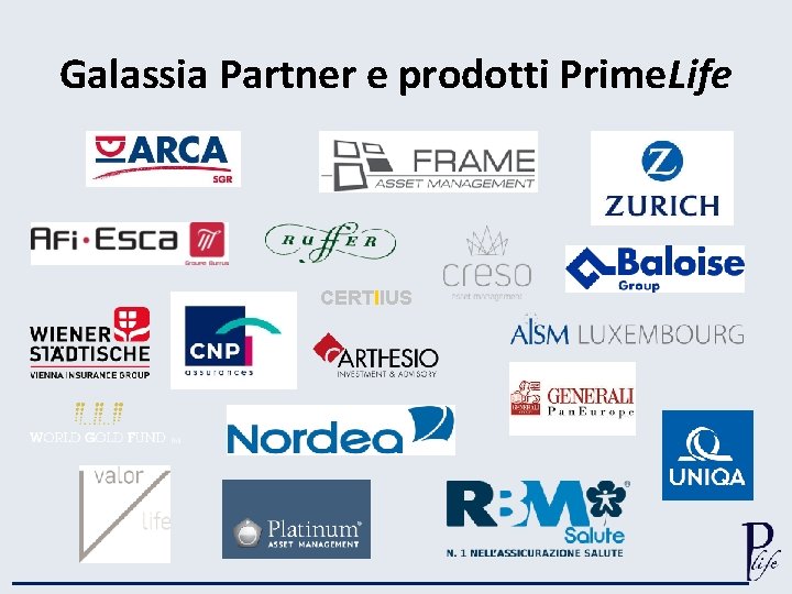 Galassia Partner e prodotti Prime. Life CERTIIUS 