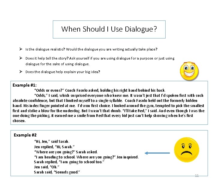 When Should I Use Dialogue? Is the dialogue realistic? Would the dialogue you are