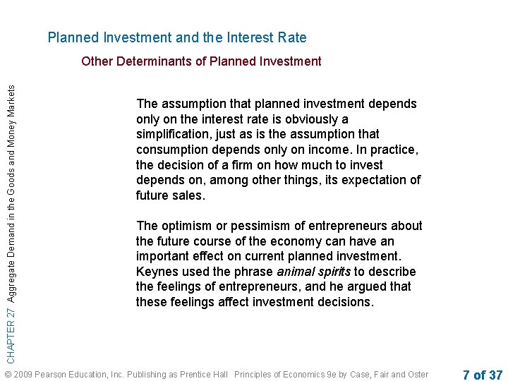 Planned Investment and the Interest Rate CHAPTER 27 Aggregate Demand in the Goods and