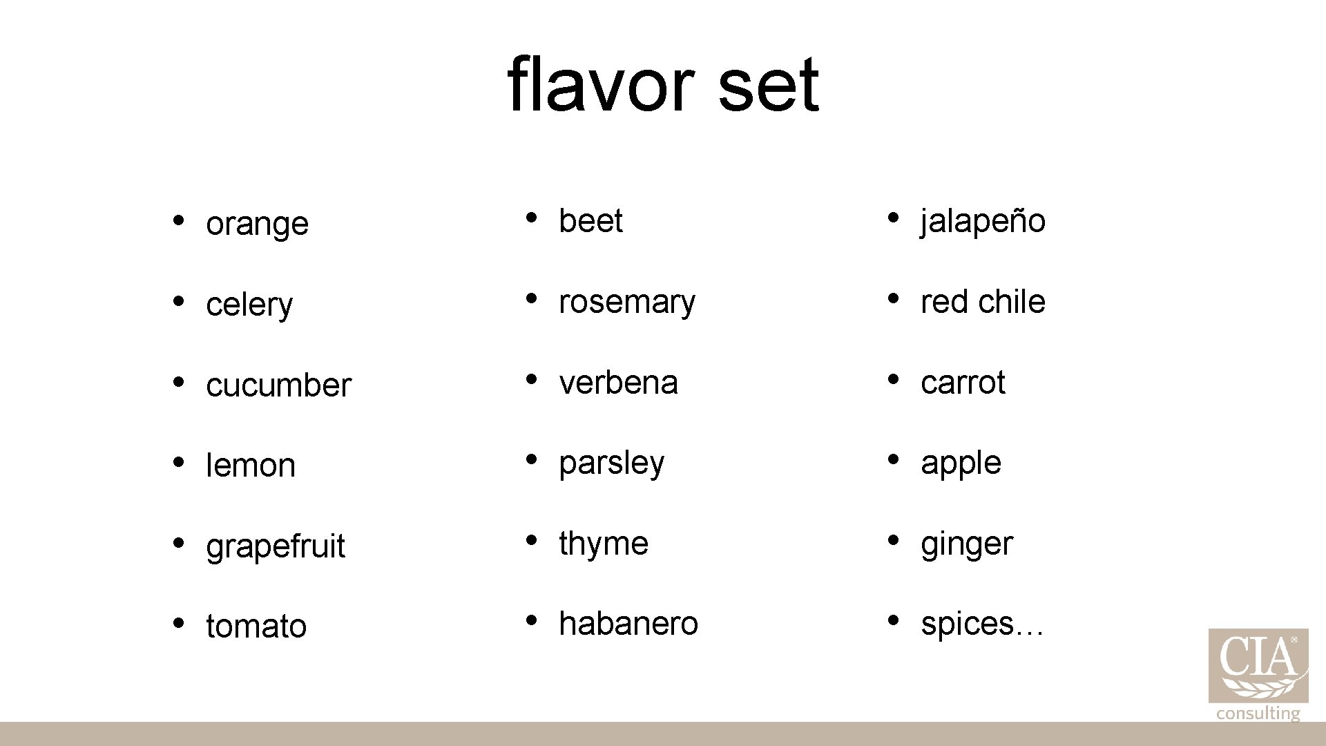 flavor set • orange • beet • jalapeño • celery • rosemary • red
