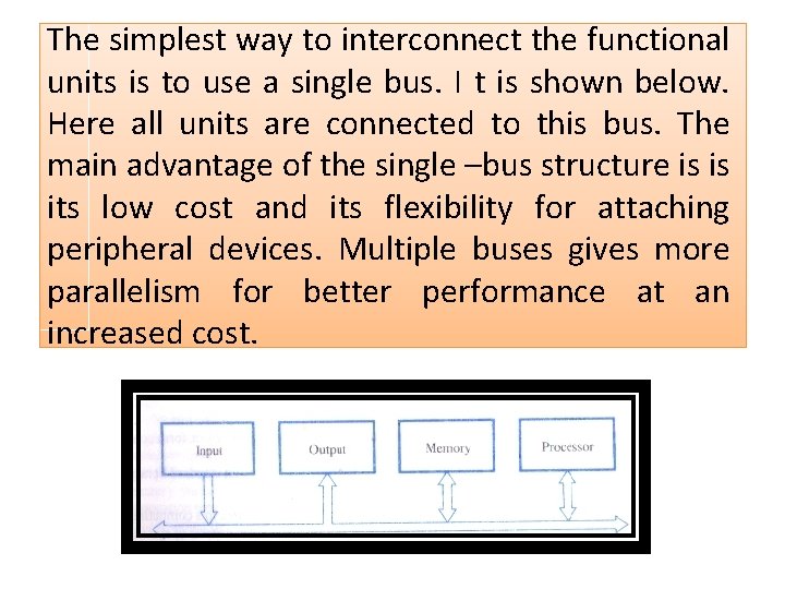 The simplest way to interconnect the functional units is to use a single bus.
