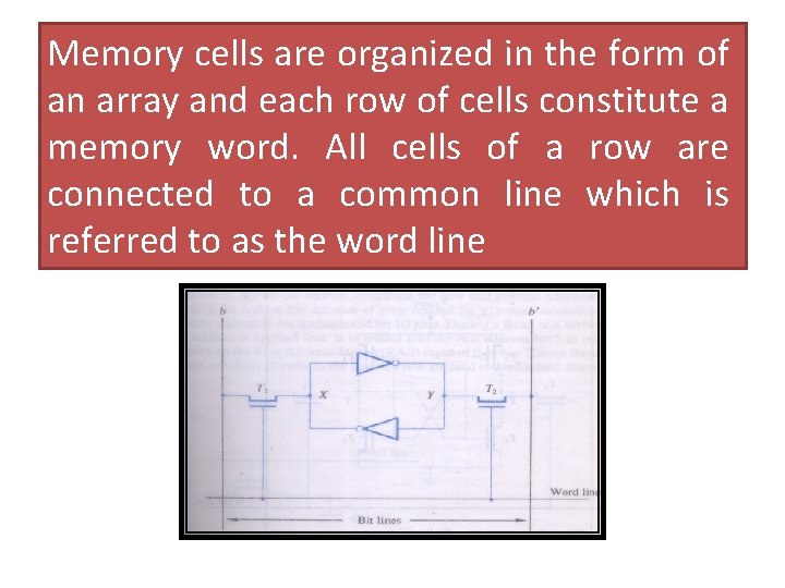 Memory cells are organized in the form of an array and each row of