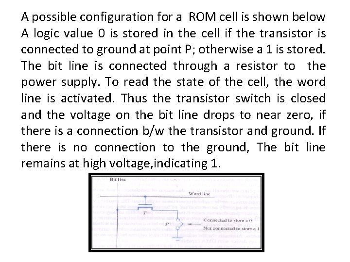 A possible configuration for a ROM cell is shown below A logic value 0