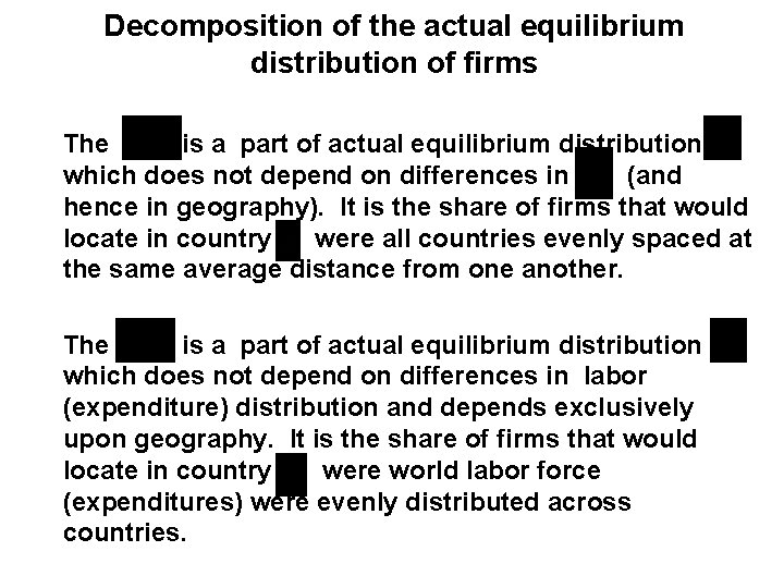 Decomposition of the actual equilibrium distribution of firms The is a part of actual