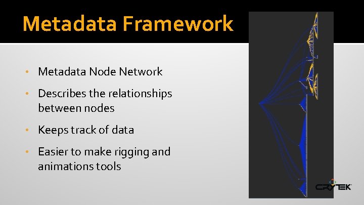 Metadata Framework • Metadata Node Network • Describes the relationships between nodes • Keeps