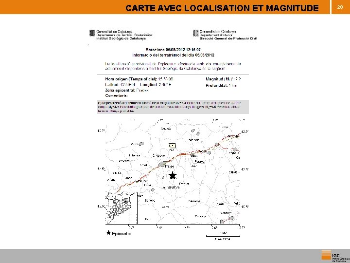 CARTE AVEC LOCALISATION ET MAGNITUDE 20 