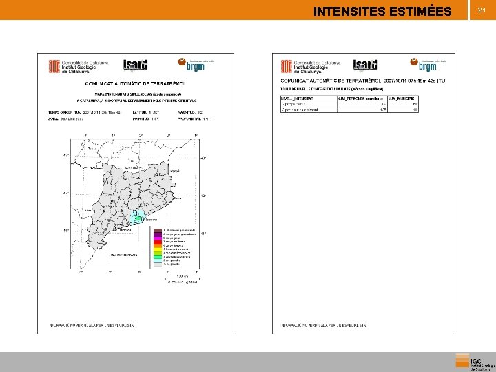 INTENSITES ESTIMÉES 21 