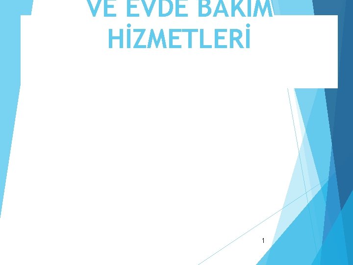 VE EVDE BAKIM HİZMETLERİ 1 