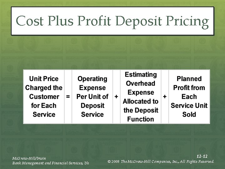 Cost Plus Profit Deposit Pricing Mc. Graw-Hill/Irwin Bank Management and Financial Services, 7/e 12