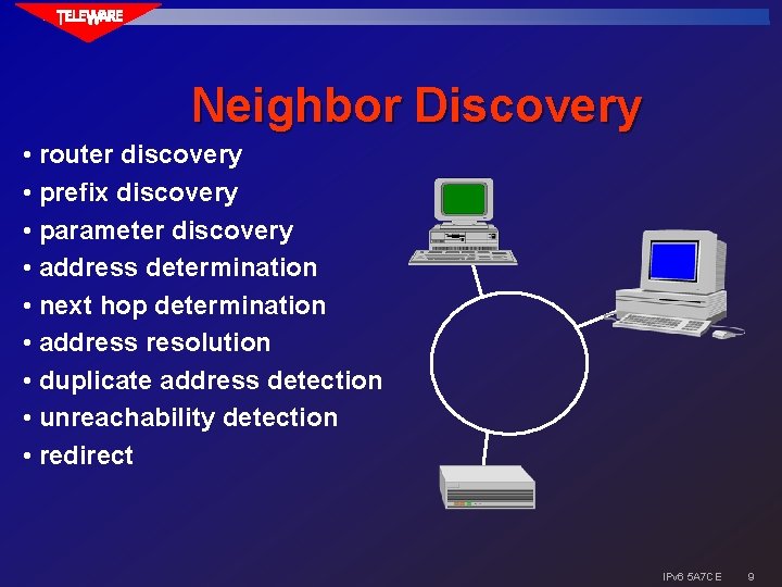 Neighbor Discovery • router discovery • prefix discovery • parameter discovery • address determination