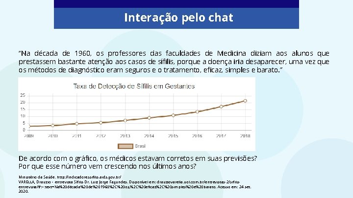 Interação pelo chat “Na década de 1960, os professores das faculdades de Medicina diziam Interação pelo chat “Na década de 1960, os professores das faculdades de Medicina diziam