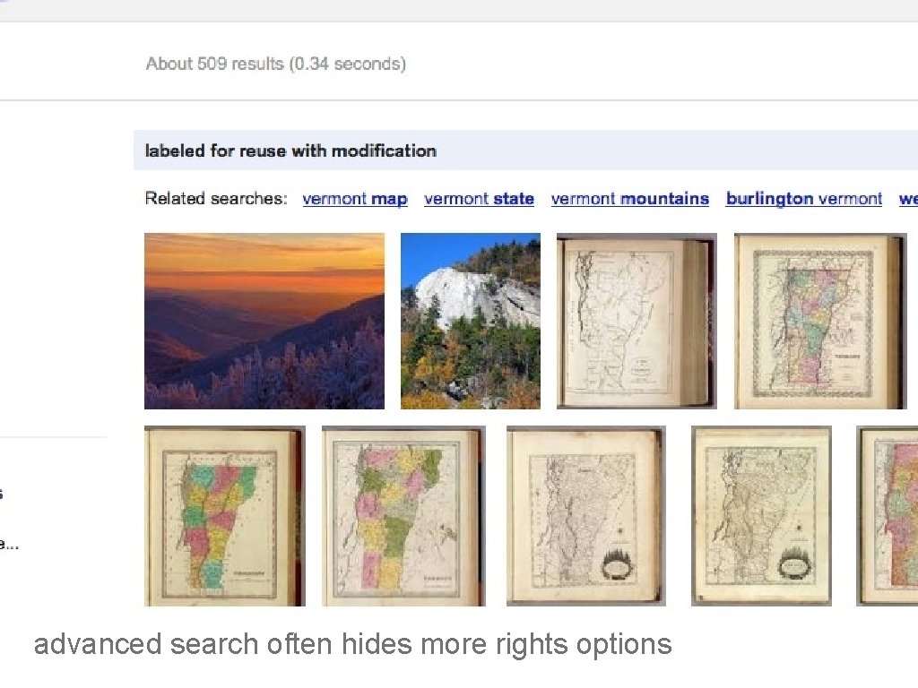 advanced search often hides more rights options 