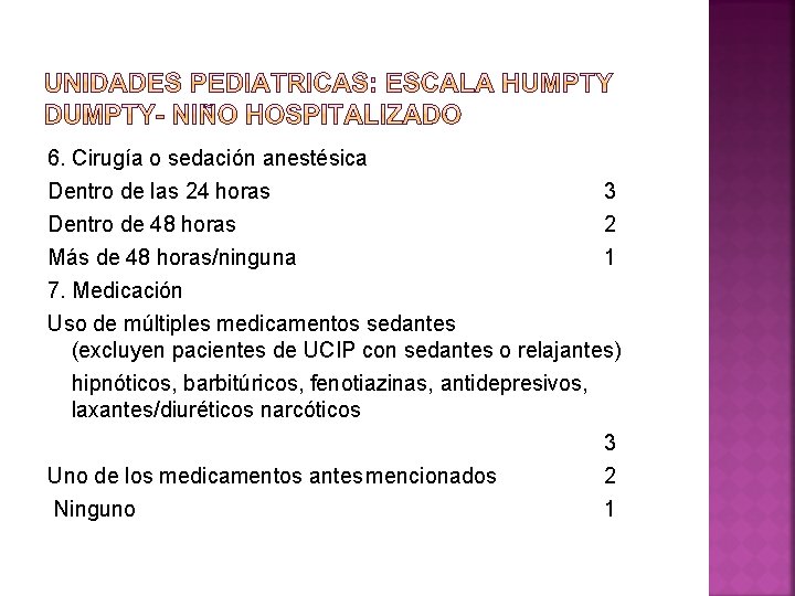 6. Cirugía o sedación anestésica Dentro de las 24 horas 3 Dentro de 48