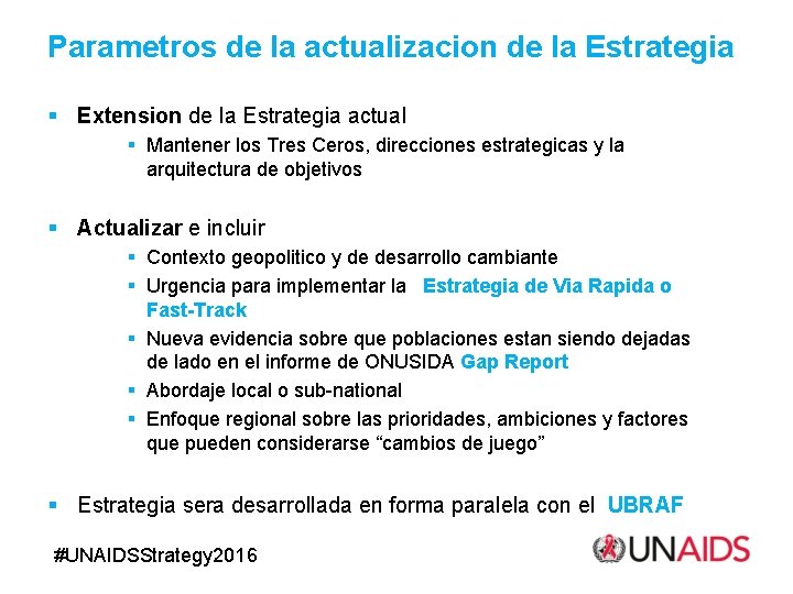 Parametros de la actualizacion de la Estrategia § Extension de la Estrategia actual §