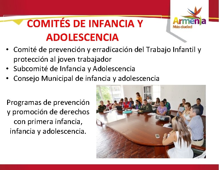  COMITÉS DE INFANCIA Y ADOLESCENCIA • Comité de prevención y erradicación del Trabajo