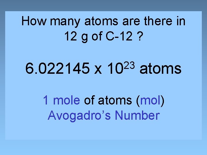 How many atoms are there in 12 g of C-12 ? 6. 022145 x