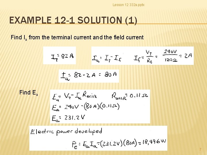 Lesson 12 332 a. pptx EXAMPLE 12 -1 SOLUTION (1) Find Ia from the