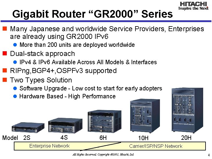 Gigabit Router “GR 2000” Series n Many Japanese and worldwide Service Providers, Enterprises are
