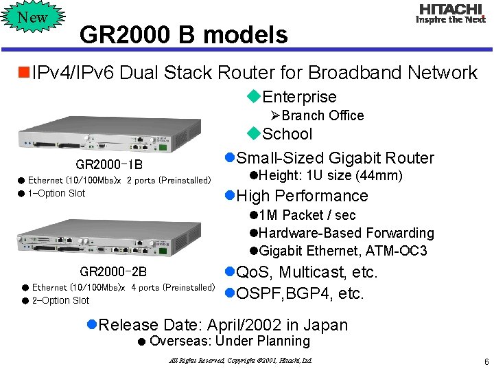 New GR 2000 B models n. IPv 4/IPv 6 Dual Stack Router for Broadband