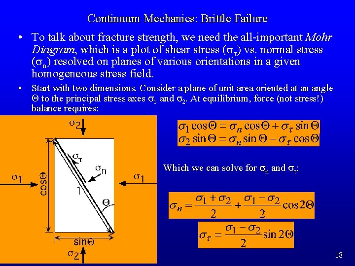 Continuum Mechanics: Brittle Failure • To talk about fracture strength, we need the all-important