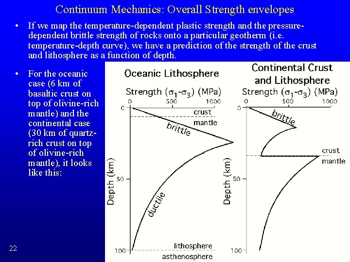 Continuum Mechanics: Overall Strength envelopes • If we map the temperature-dependent plastic strength and