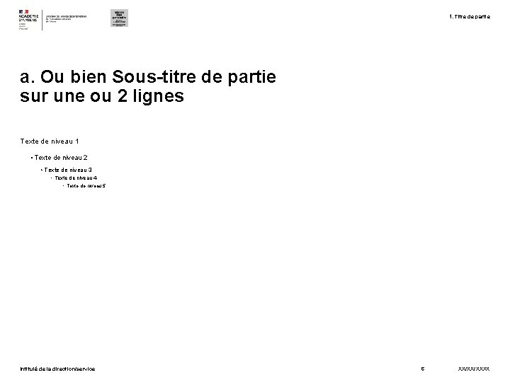1. Titre de partie a. Ou bien Sous-titre de partie sur une ou 2