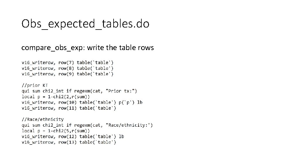 Obs_expected_tables. do compare_obs_exp: write the table rows 