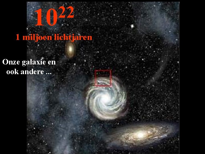 22 10 1 miljoen lichtjaren Onze galaxie en ook andere. . . 