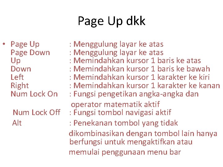 Page Up dkk • Page Up Page Down Up Down Left Right Num Lock