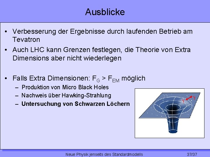 Ausblicke • Verbesserung der Ergebnisse durch laufenden Betrieb am Tevatron • Auch LHC kann
