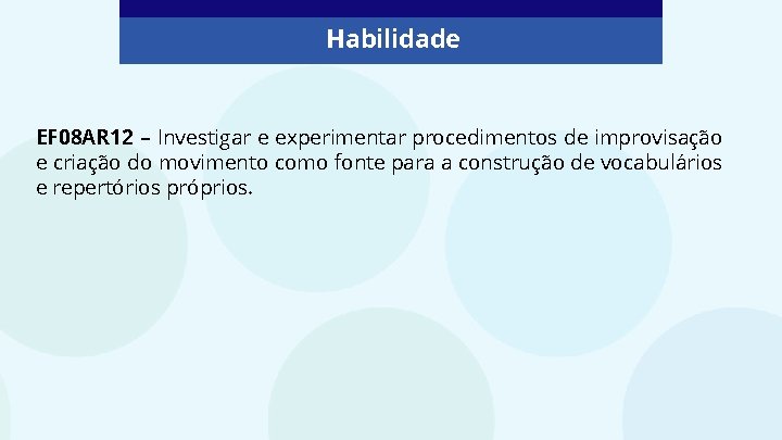 Habilidade EF 08 AR 12 – Investigar e experimentar procedimentos de improvisação e criação