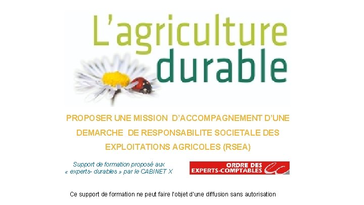 PROPOSER UNE MISSION D’ACCOMPAGNEMENT D’UNE DEMARCHE DE RESPONSABILITE SOCIETALE DES EXPLOITATIONS AGRICOLES (RSEA) Support