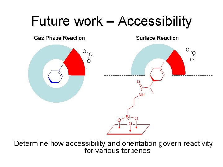 Future work – Accessibility Gas Phase Reaction Surface Reaction Determine how accessibility and orientation