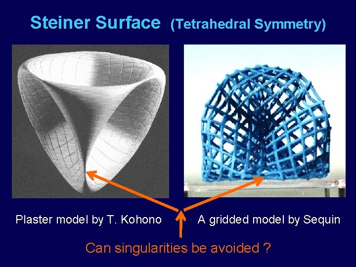 Steiner Surface Plaster model by T. Kohono (Tetrahedral Symmetry) A gridded model by Sequin