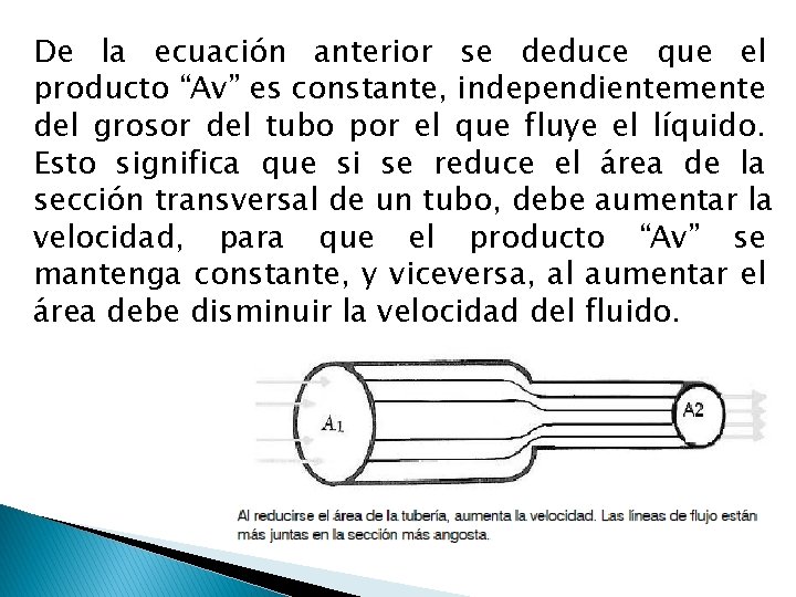 De la ecuación anterior se deduce que el producto “Av” es constante, independientemente del