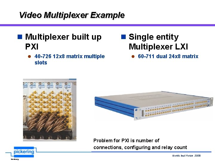 Video Multiplexer Example n Multiplexer built up PXI n Single entity Multiplexer LXI l Video Multiplexer Example n Multiplexer built up PXI n Single entity Multiplexer LXI l