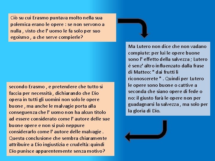 Ciò su cui Erasmo puntava molto nella sua polemica erano le opere : se