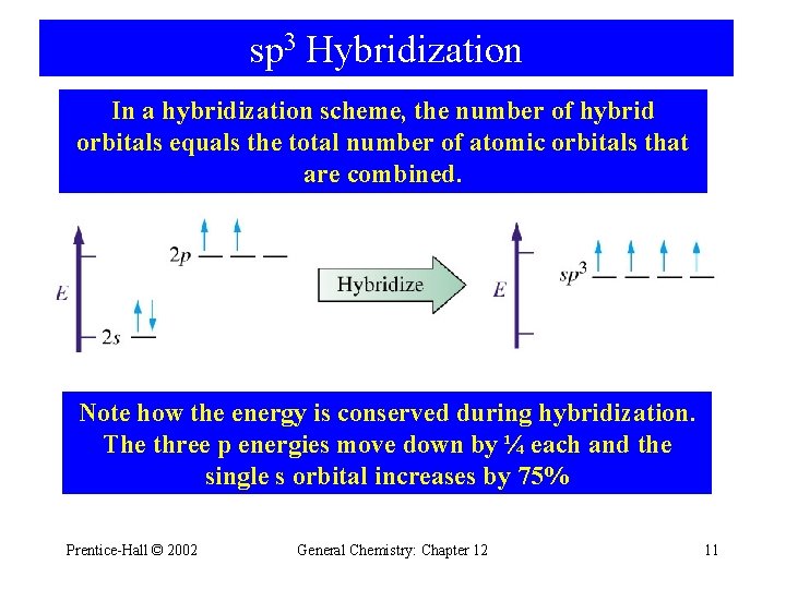 sp 3 Hybridization In a hybridization scheme, the number of hybrid orbitals equals the sp 3 Hybridization In a hybridization scheme, the number of hybrid orbitals equals the